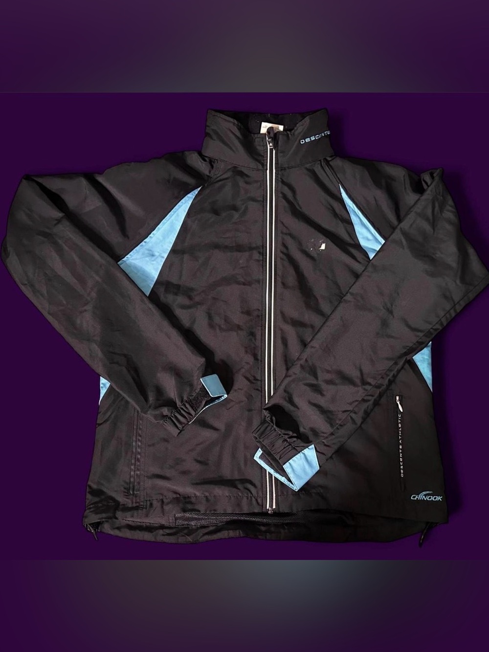 Descente Cycling Jacket Black Teal Windbreaker Snowboard Ski Women’s